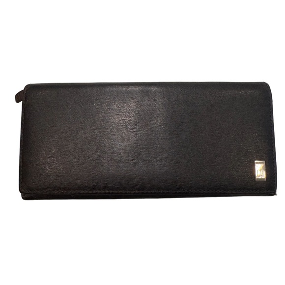 dunhill Black Leather Men's / Women’s Bi-Fold Long Wallet - Picture 1 of 15